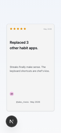 Testimonial · Quote card — App Store review card